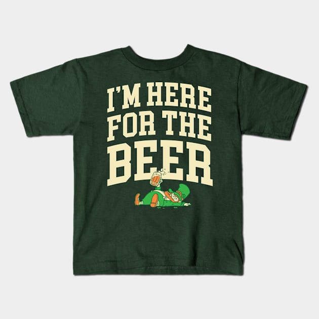 I'm Here for the Beer Shirt St Patricks Day Beer Lover Gifts Kids T-Shirt by vo_maria